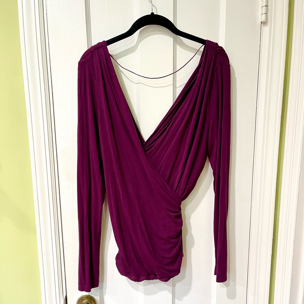 Free People | Be Your Baby long sleeve wrap blouse, raspberry. Size L